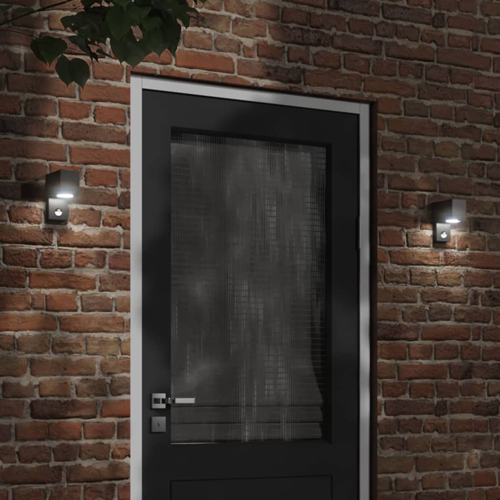 vidaXL Zewnętrzny kinkiet z czujnikiem, czarny, odlewane aluminium