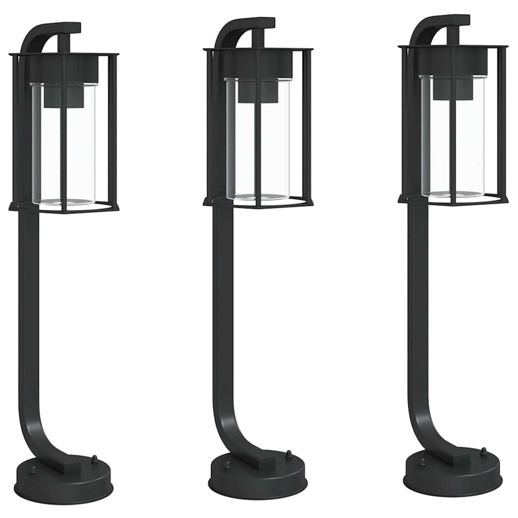 vidaXL Lampy ogrodowe stojące, 3 szt., czarne, 60 cm, stal nierdzewna
