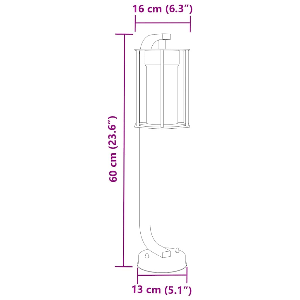 vidaXL Lampy ogrodowe stojące, 3 szt., czarne, 60 cm, stal nierdzewna