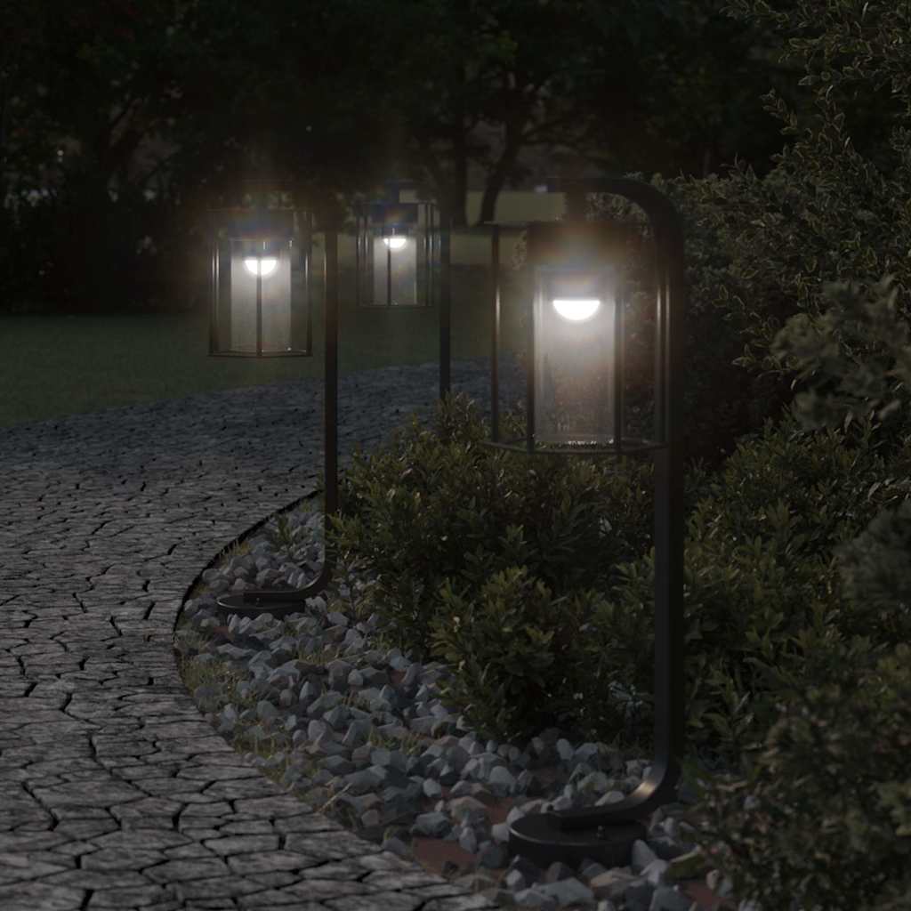 vidaXL Lampy ogrodowe stojące, 3 szt., czarne, 60 cm, stal nierdzewna