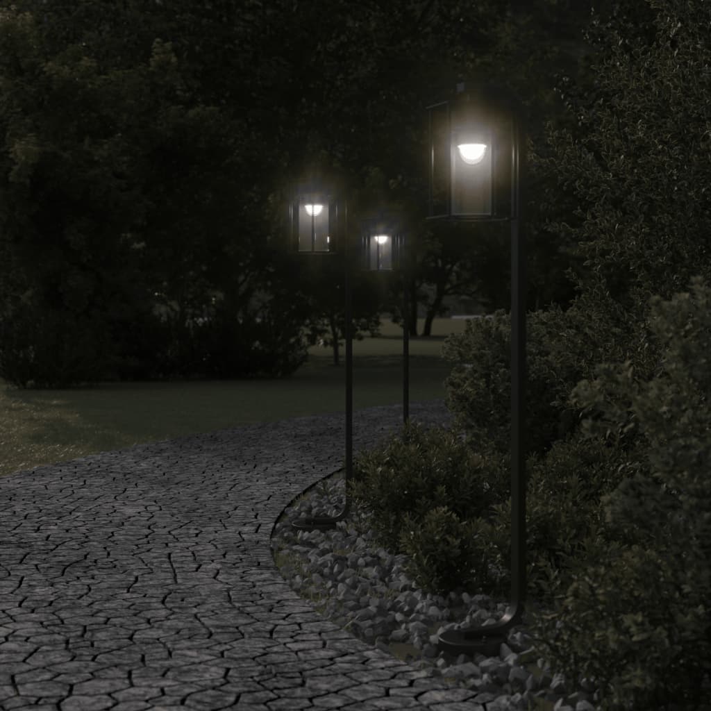 vidaXL Lampa ogrodowa stojąca, czarna, 100 cm, stal nierdzewna