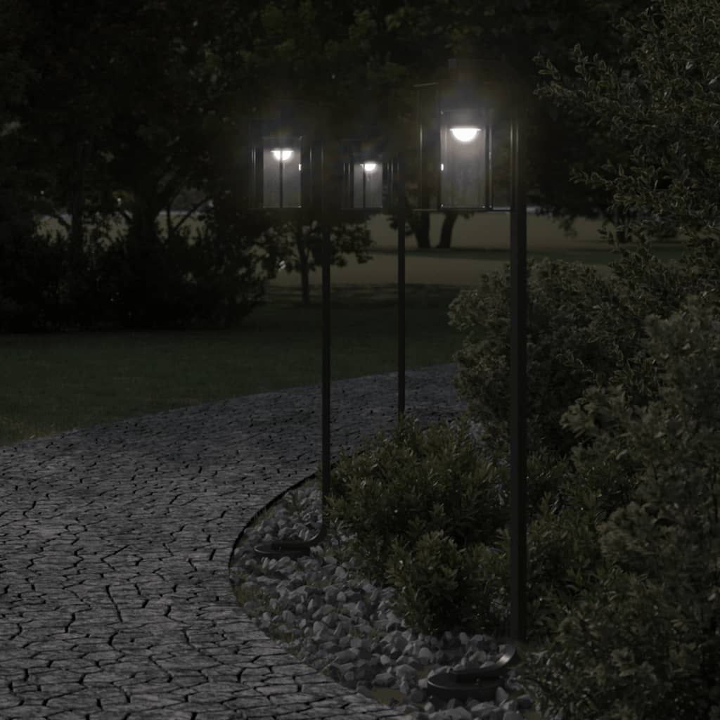 vidaXL Lampa ogrodowa stojąca, czarna, 100 cm, stal nierdzewna