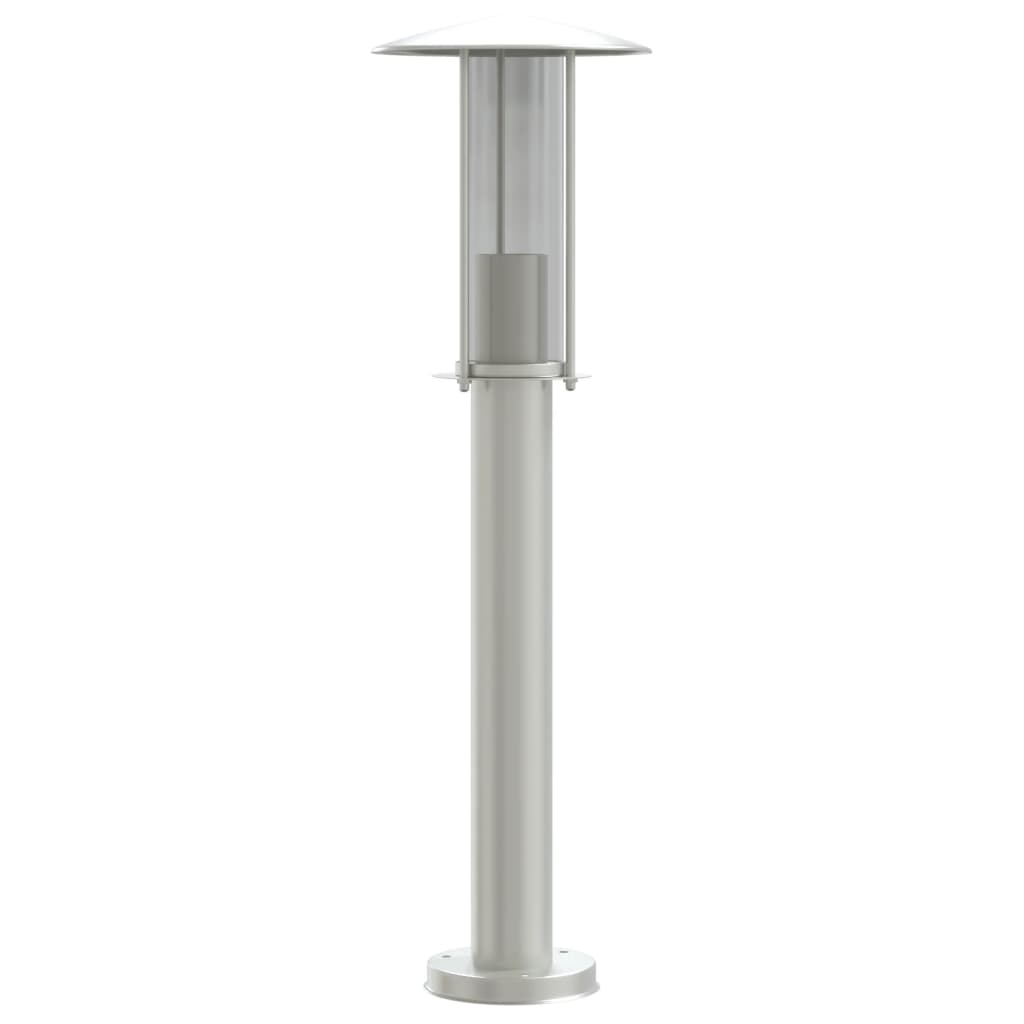 vidaXL Lampy ogrodowe na słupku, 3 szt., srebrne, 60 cm, stal