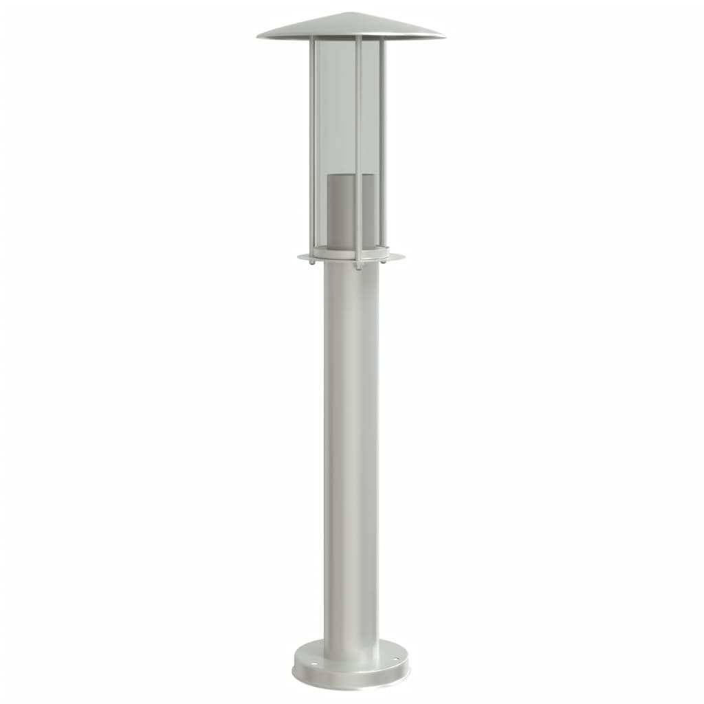 vidaXL Lampy ogrodowe na słupku, 3 szt., srebrne, 60 cm, stal
