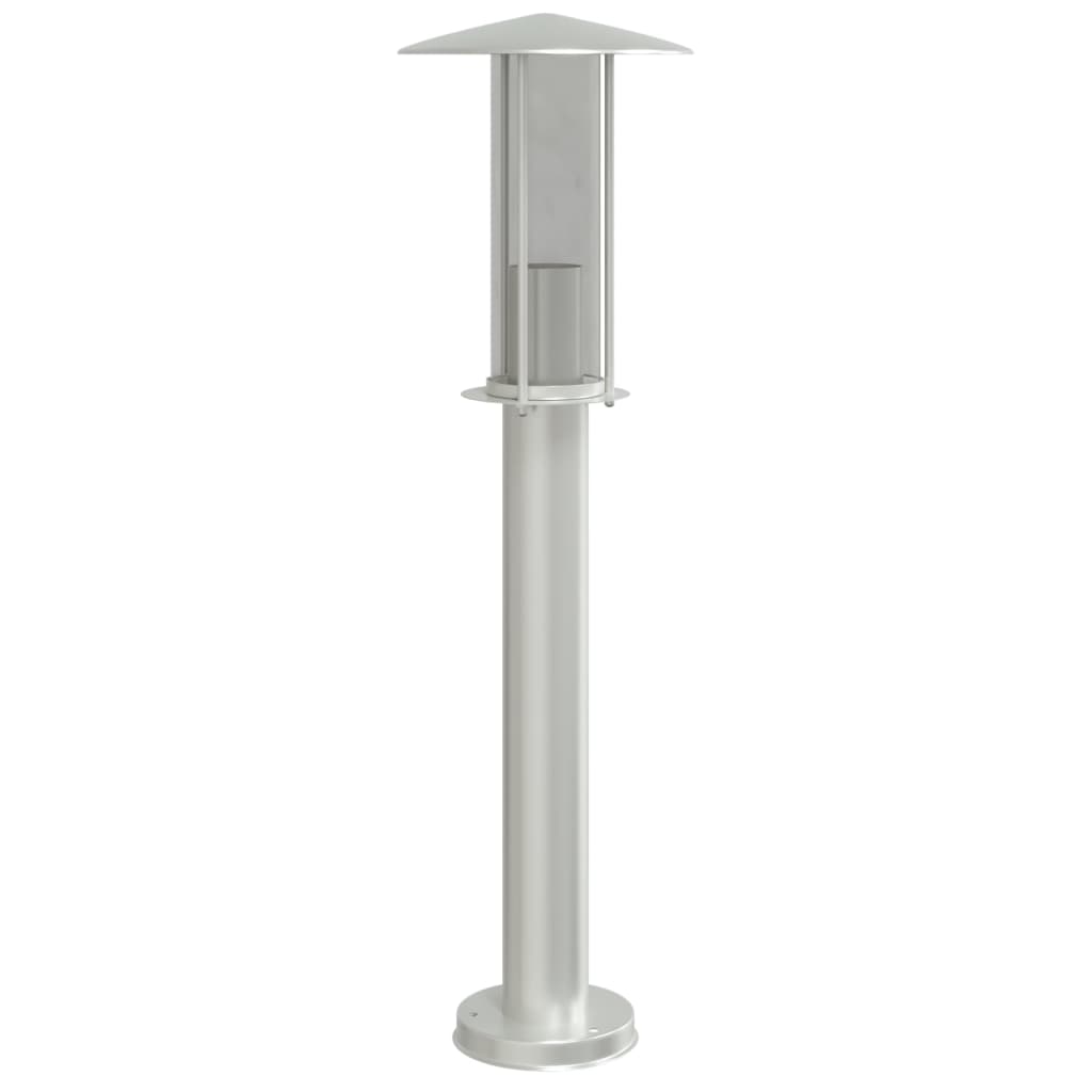 vidaXL Lampy ogrodowe na słupku, 3 szt., srebrne, 60 cm, stal