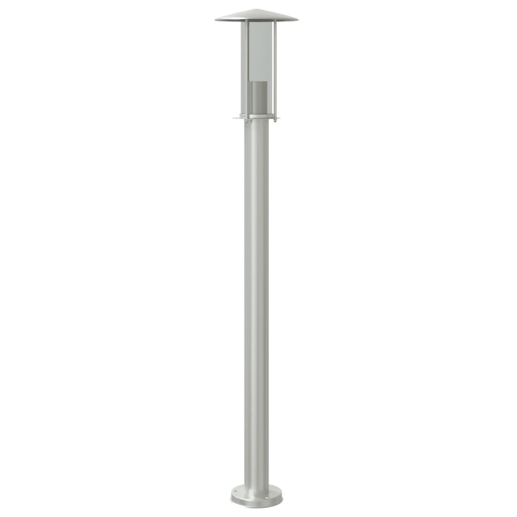 vidaXL Lampa ogrodowa na słupku, srebrna, 100 cm, stal nierdzewna