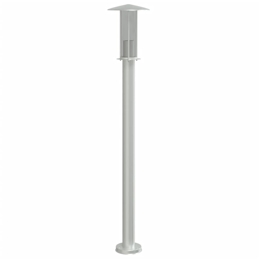 vidaXL Lampa ogrodowa na słupku, srebrna, 100 cm, stal nierdzewna