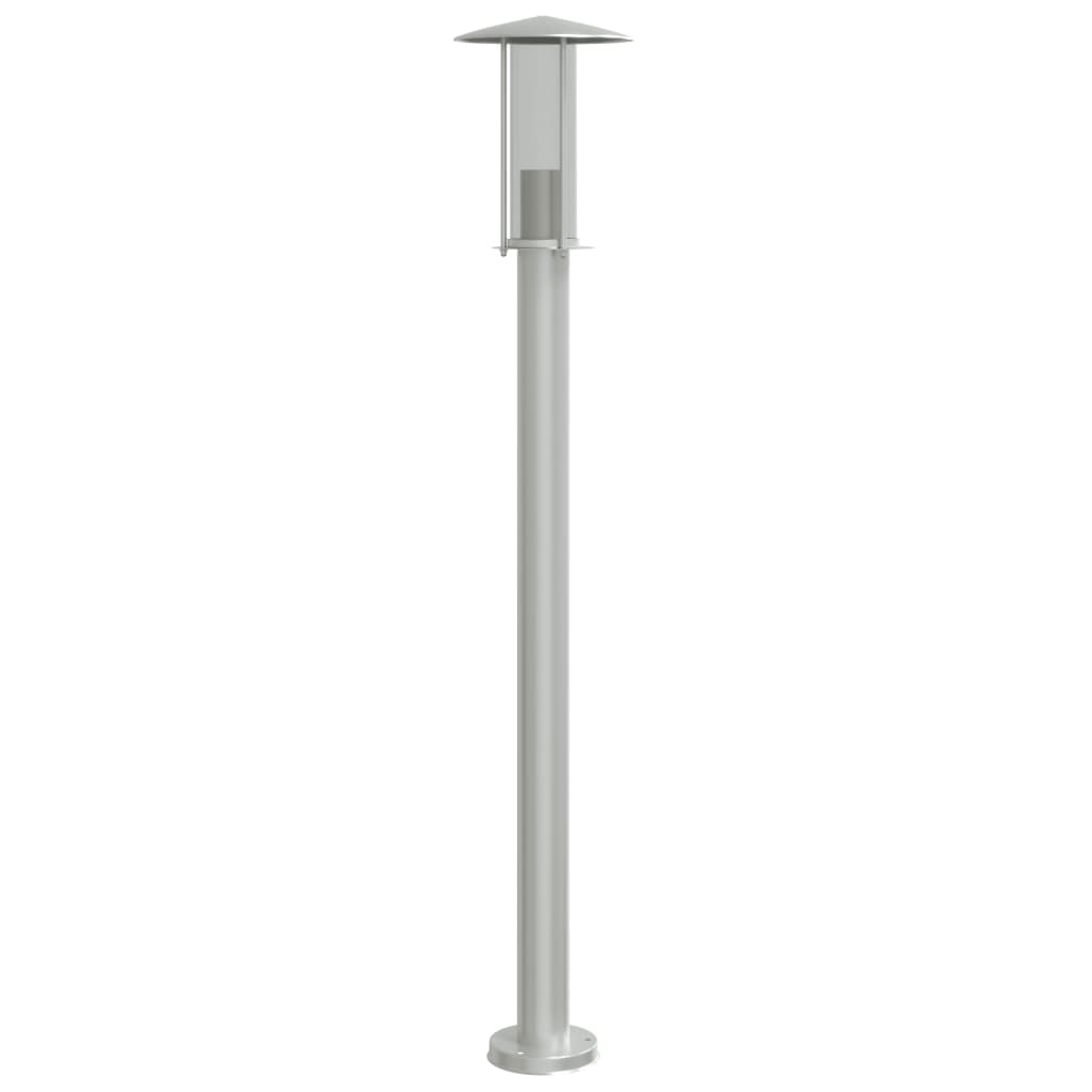 vidaXL Lampa ogrodowa na słupku, srebrna, 100 cm, stal nierdzewna