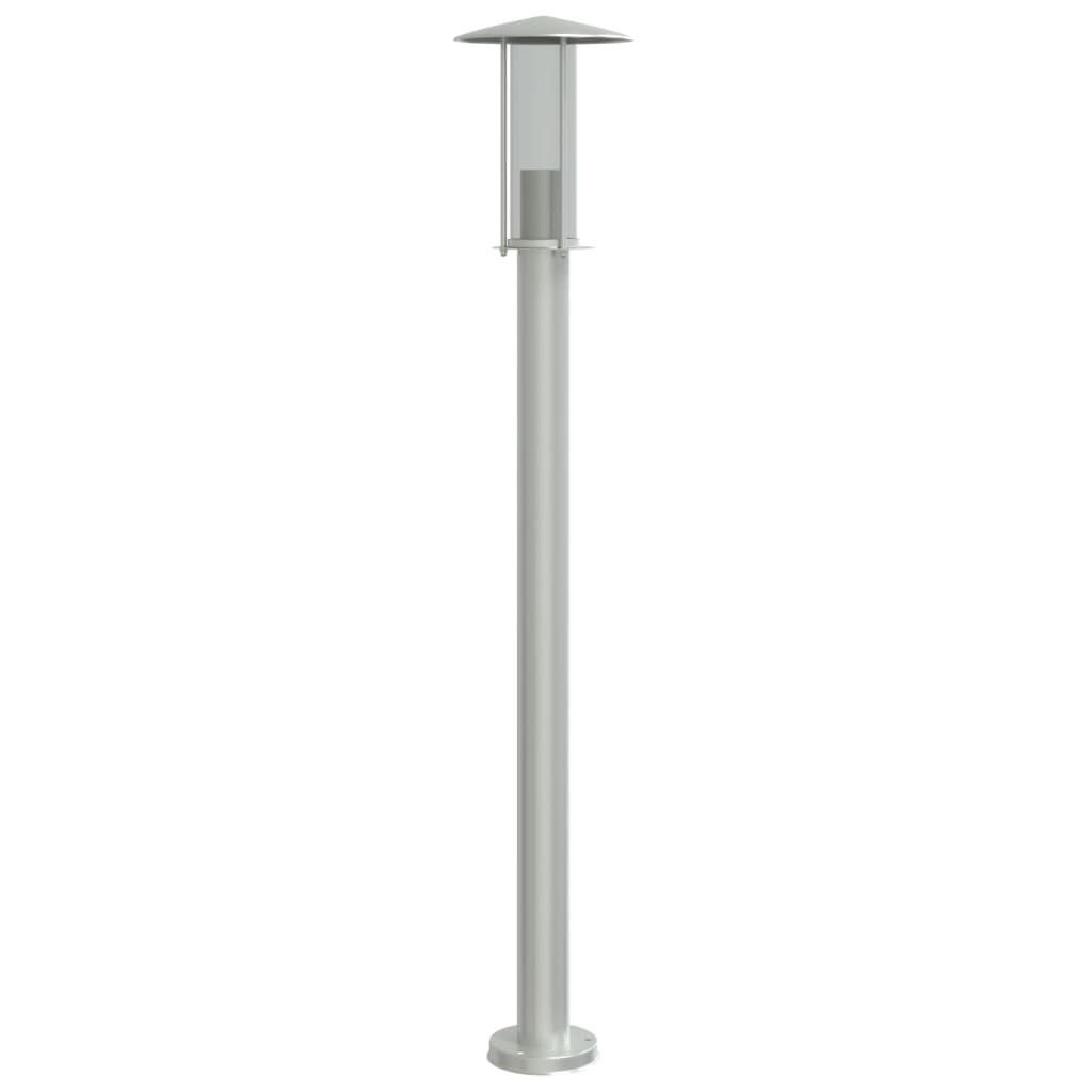 vidaXL Lampy ogrodowe na słupku, 3 szt., srebrne, 100 cm, stal