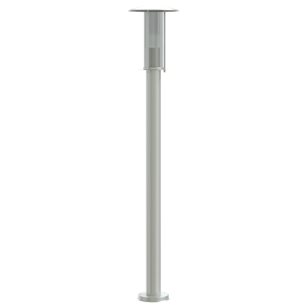 vidaXL Lampy ogrodowe na słupku, 3 szt., srebrne, 100 cm, stal