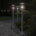 vidaXL Lampy ogrodowe na słupku, 3 szt., srebrne, 100 cm, stal
