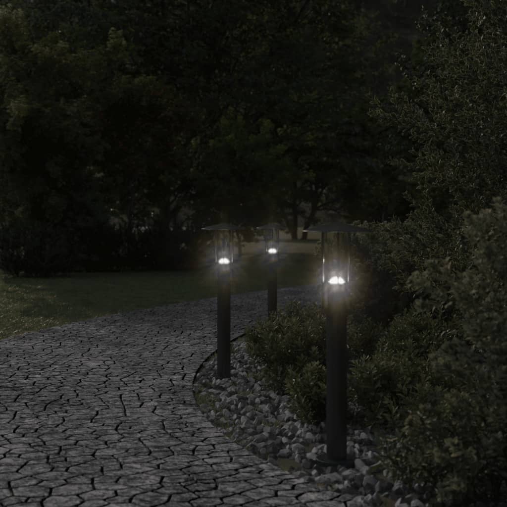 vidaXL Lampa ogrodowa na słupku, czarna, 60 cm, stal nierdzewna