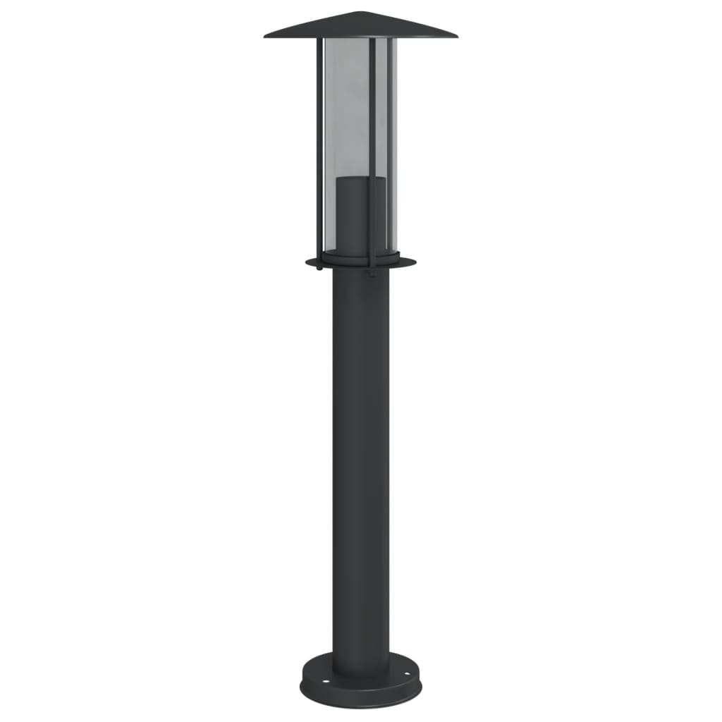 vidaXL Lampa ogrodowa na słupku, czarna, 60 cm, stal nierdzewna