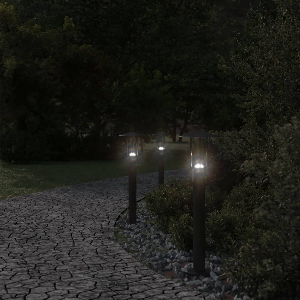 vidaXL Lampy ogrodowe na słupku, 3 szt., czarne, 60 cm, stal