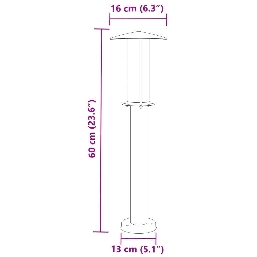 vidaXL Lampy ogrodowe na słupku, 3 szt., czarne, 60 cm, stal