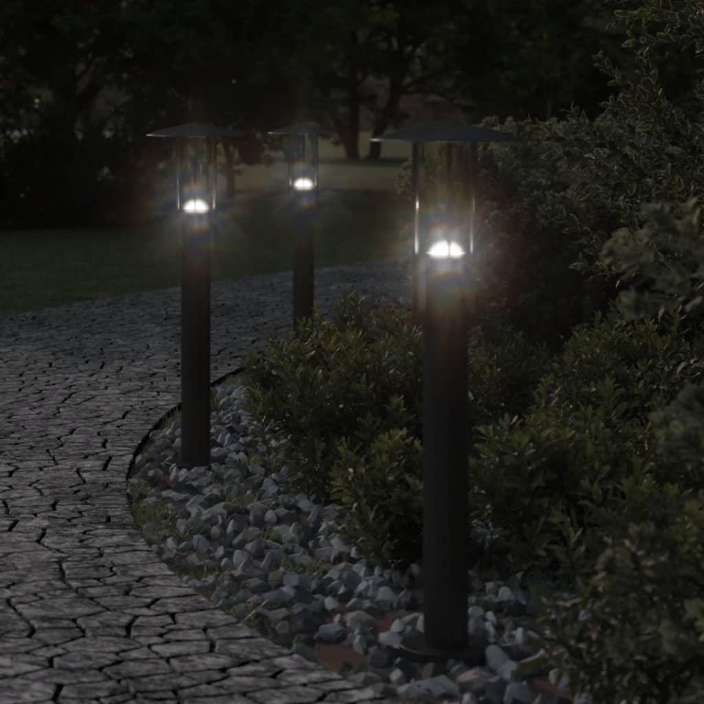 vidaXL Lampy ogrodowe na słupku, 3 szt., czarne, 60 cm, stal