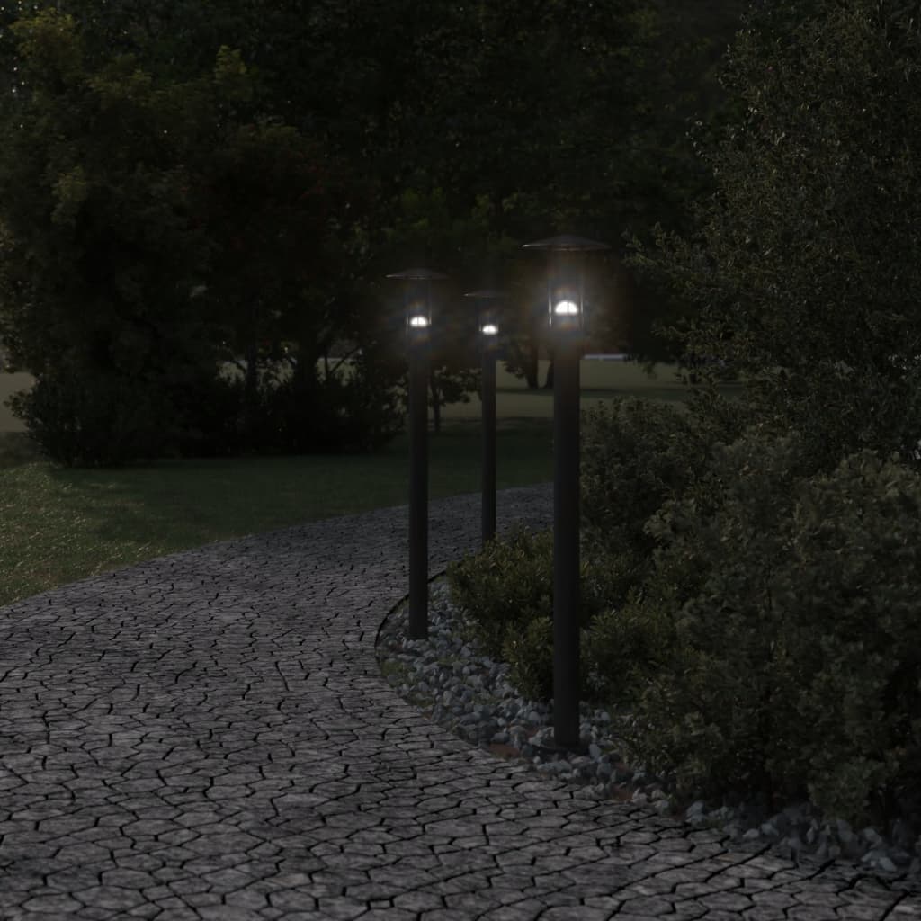 vidaXL Lampa ogrodowa na słupku, czarna, 100 cm, stal nierdzewna