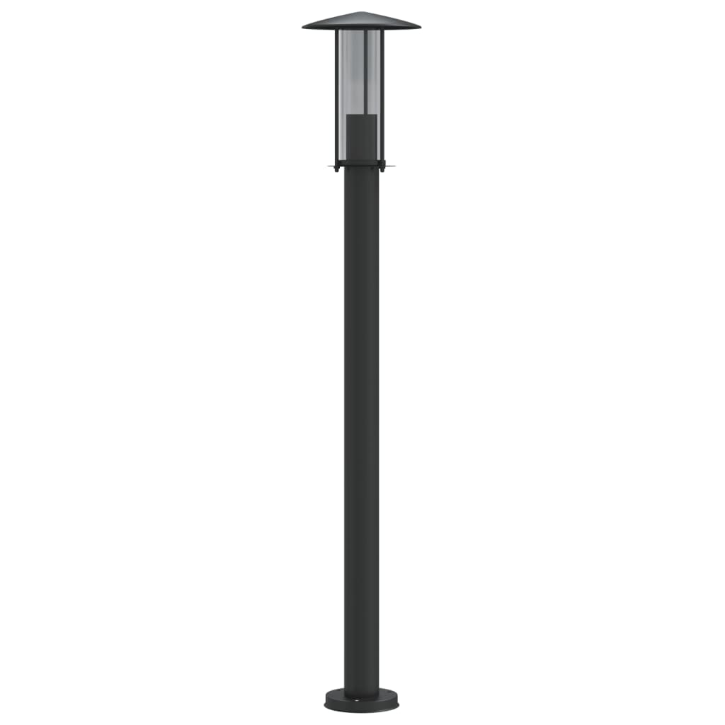 vidaXL Lampa ogrodowa na słupku, czarna, 100 cm, stal nierdzewna