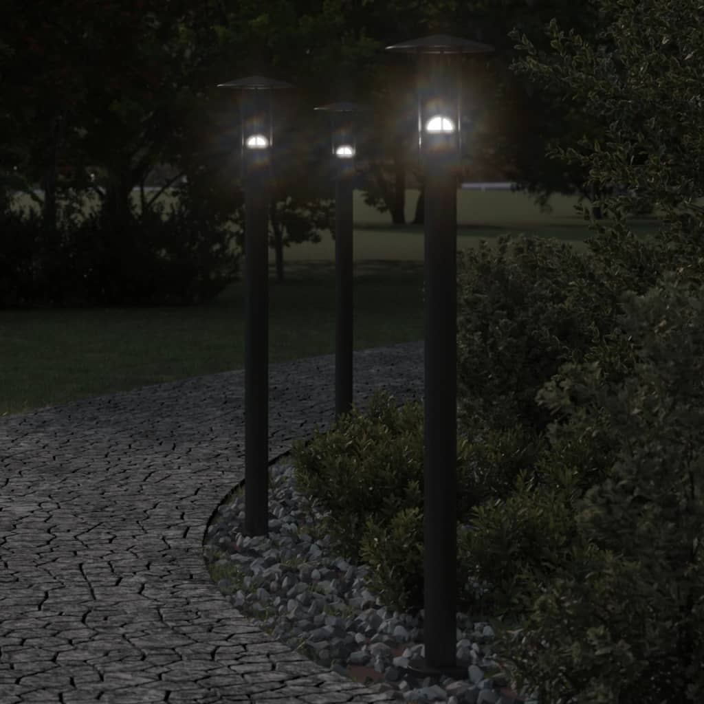 vidaXL Lampa ogrodowa na słupku, czarna, 100 cm, stal nierdzewna