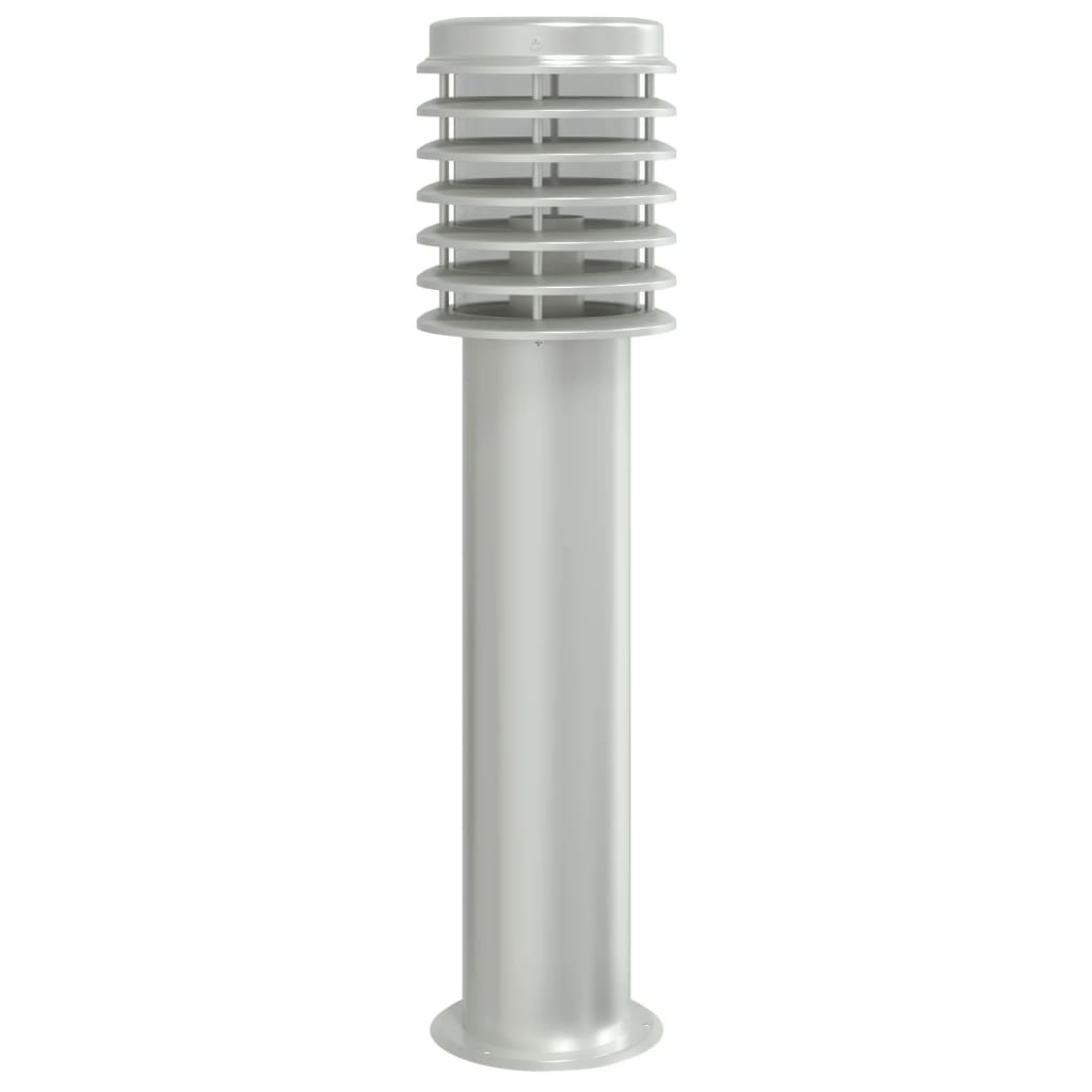 vidaXL Lampy ogrodowe na słupku, 3 szt., srebrne, 60 cm, stal