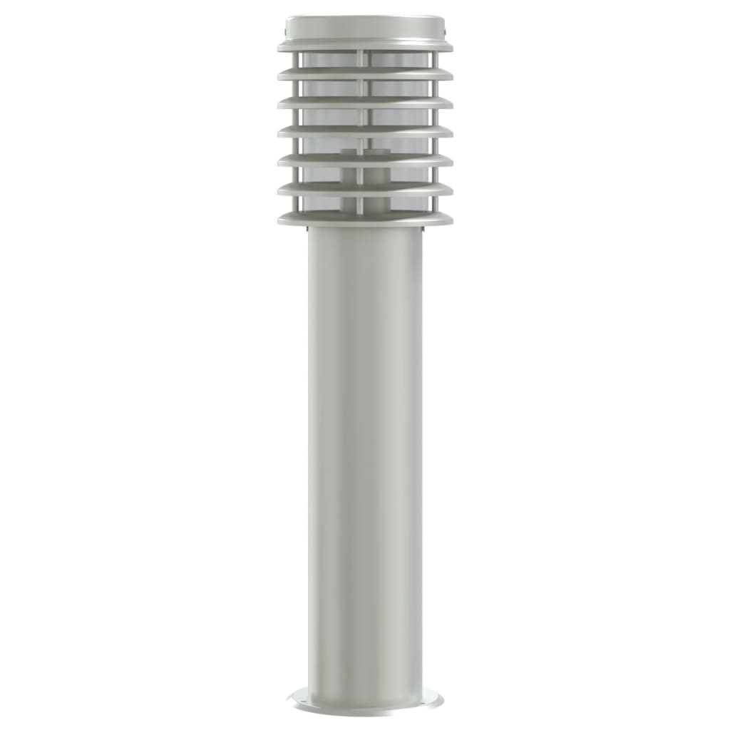 vidaXL Lampy ogrodowe na słupku, 3 szt., srebrne, 60 cm, stal