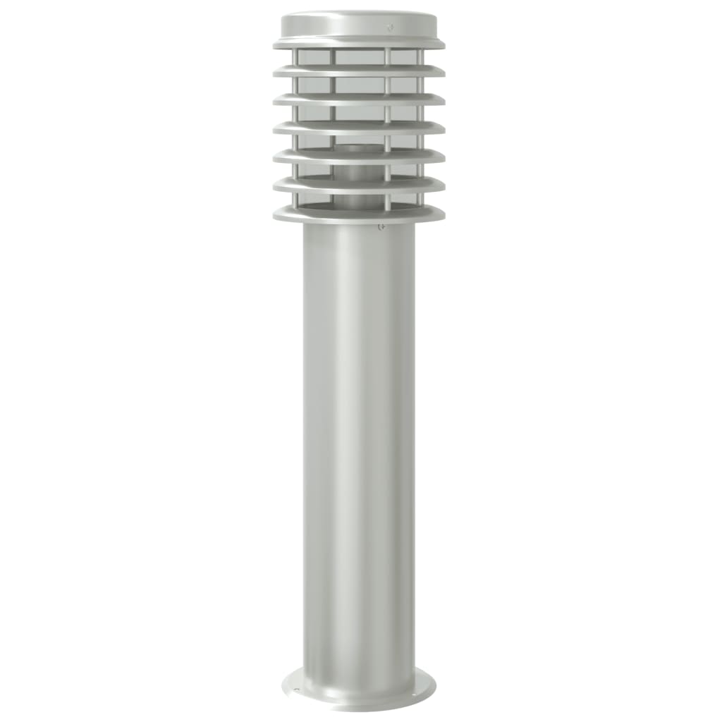vidaXL Lampy ogrodowe na słupku, 3 szt., srebrne, 60 cm, stal