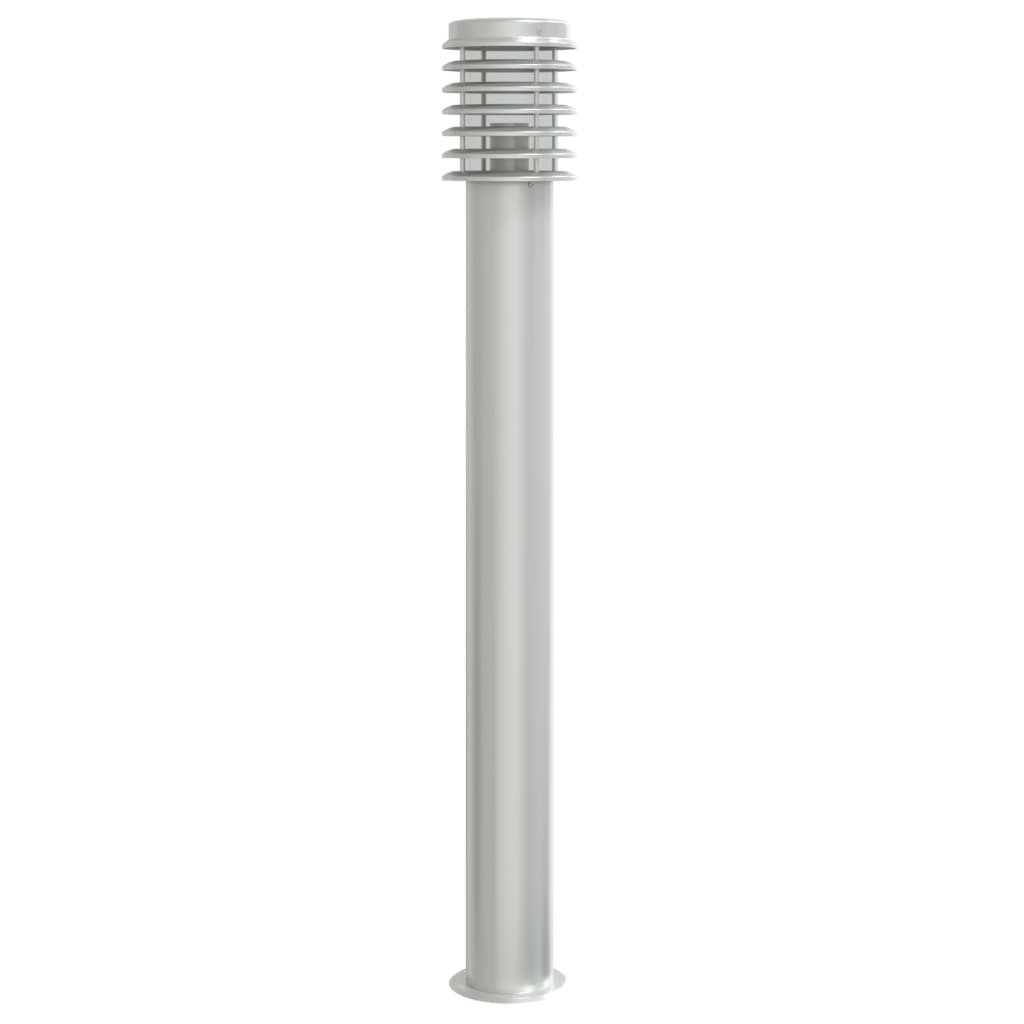 vidaXL Lampa ogrodowa na słupku, srebrna, 100 cm, stal nierdzewna