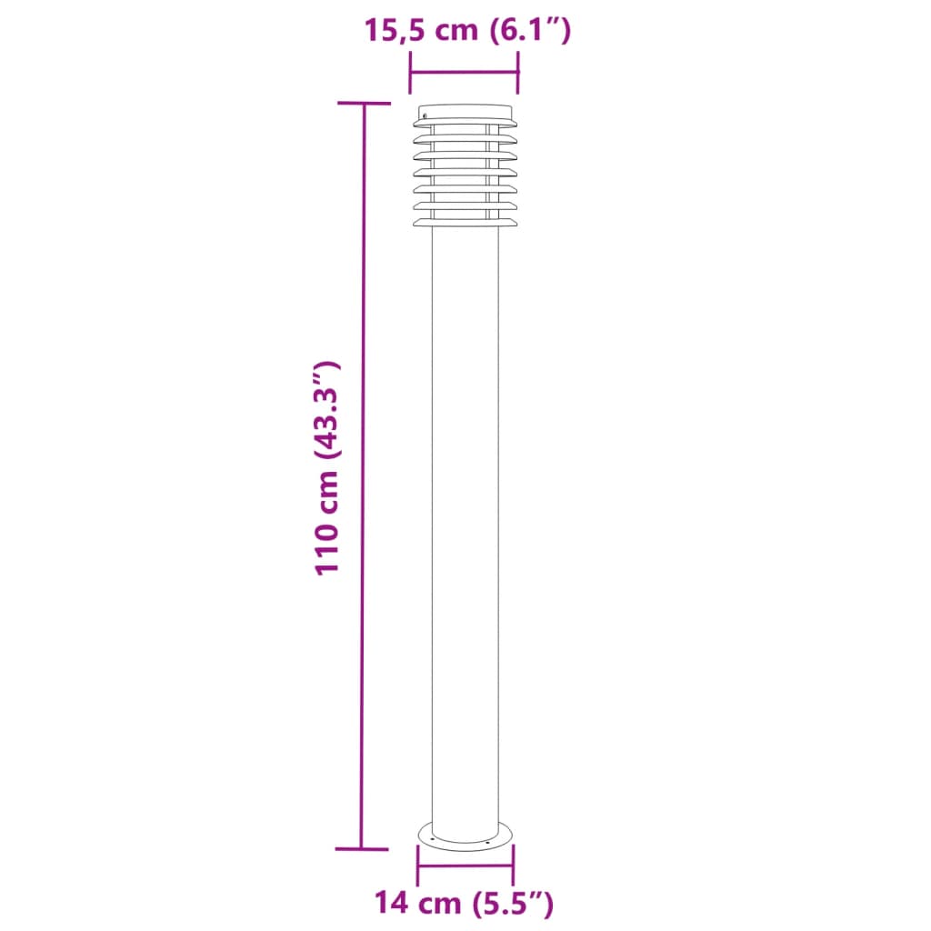vidaXL Lampa ogrodowa na słupku, srebrna, 100 cm, stal nierdzewna