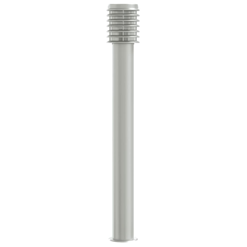 vidaXL Lampy ogrodowe na słupku, 3 szt., srebrne, 110 cm, stal
