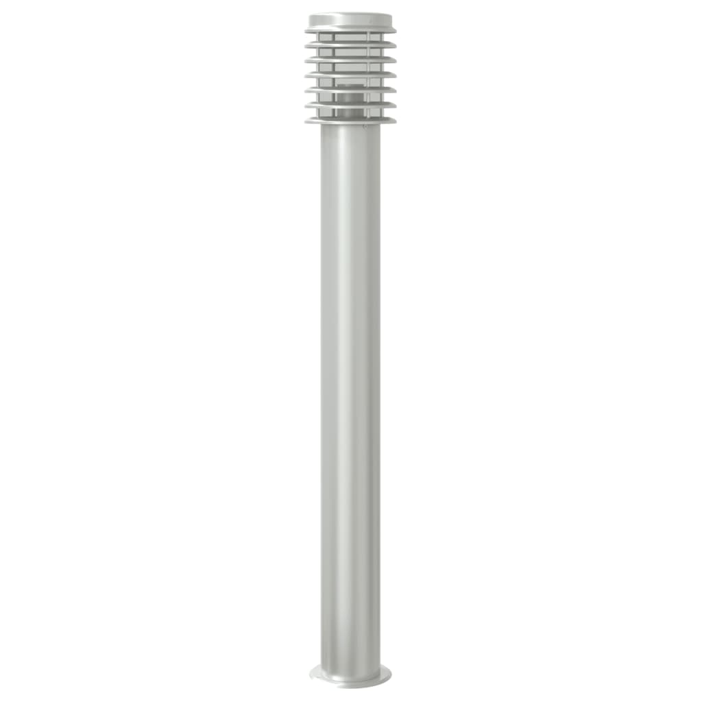 vidaXL Lampy ogrodowe na słupku, 3 szt., srebrne, 110 cm, stal