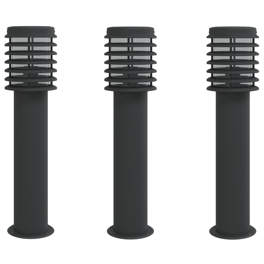 vidaXL Lampy ogrodowe na słupku, 3 szt., czarne, 60 cm, stal