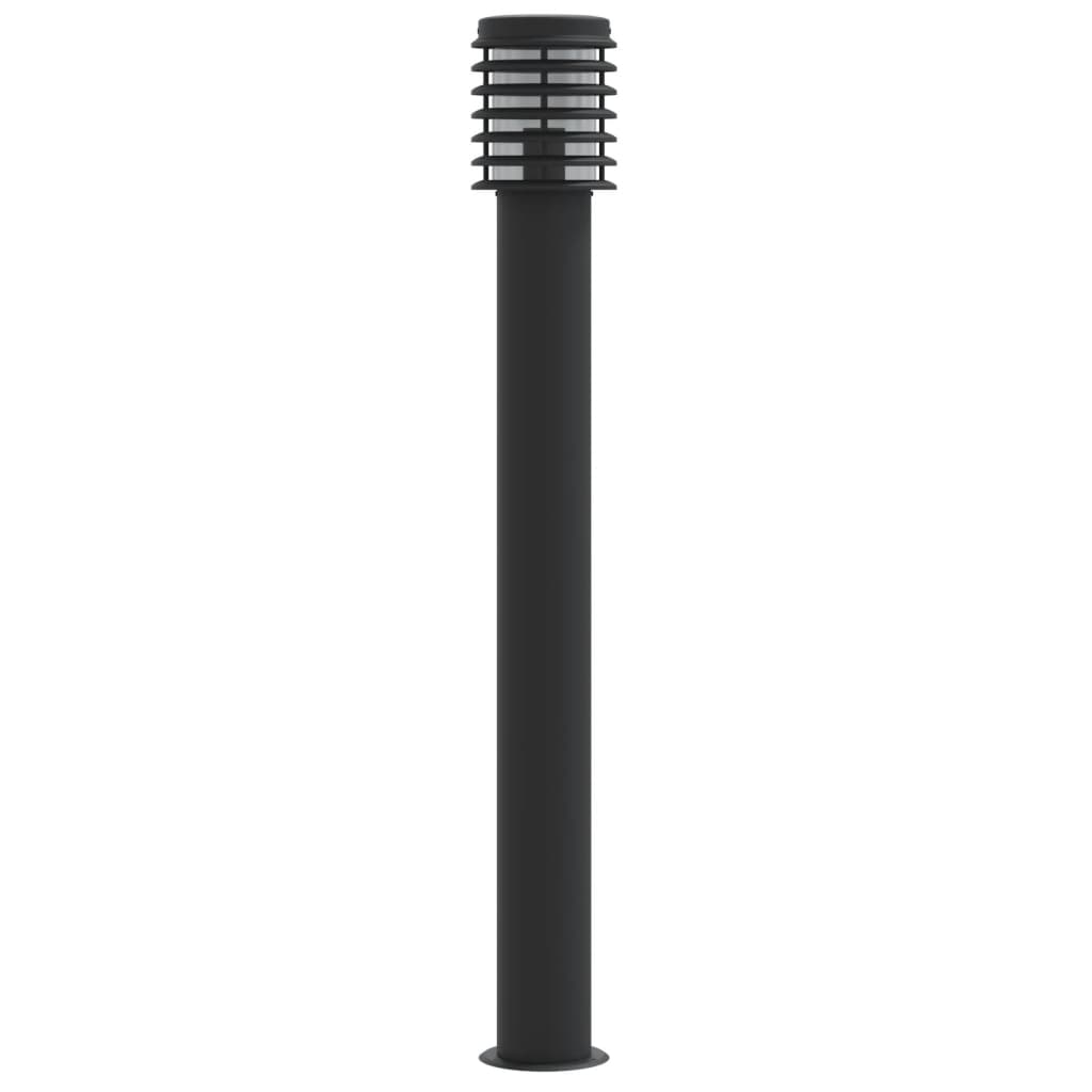 vidaXL Lampa ogrodowa na słupku, czarna, 110 cm, stal nierdzewna