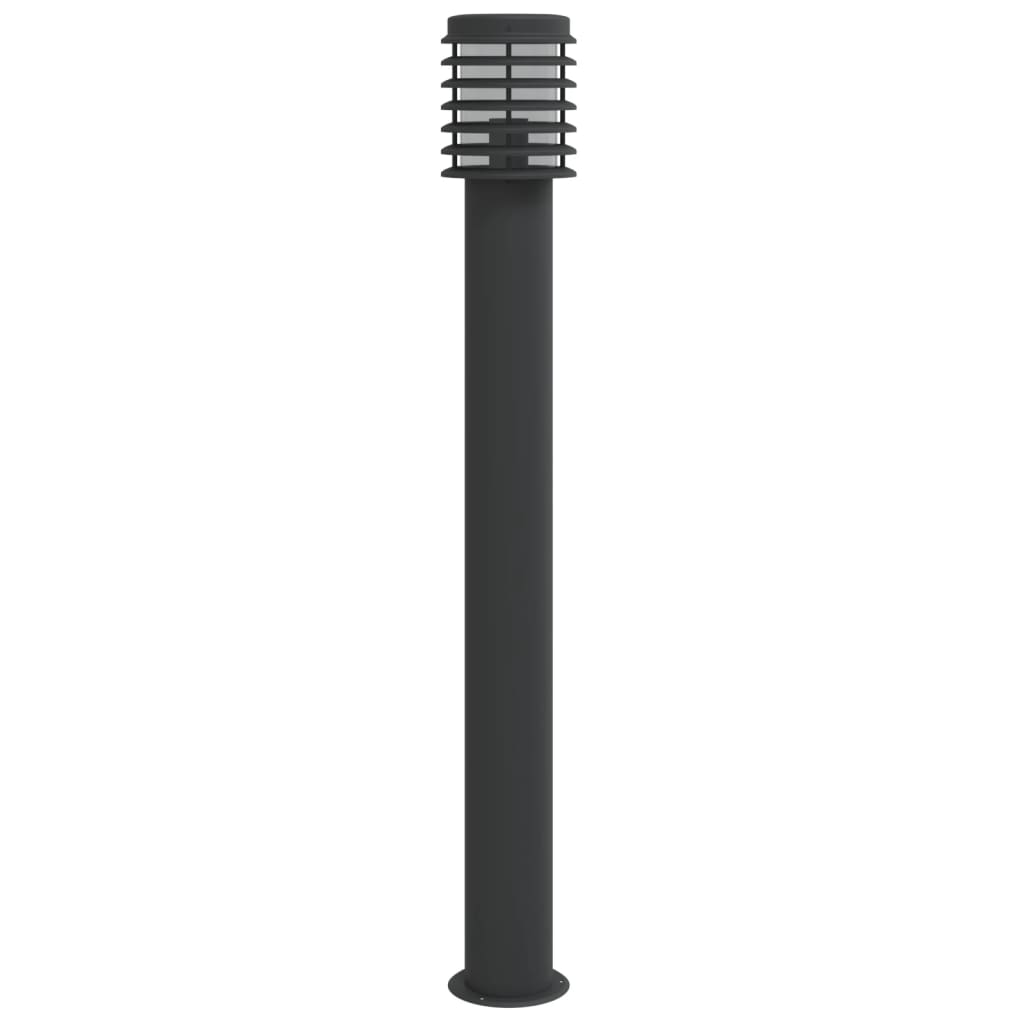 vidaXL Lampa ogrodowa na słupku, czarna, 110 cm, stal nierdzewna