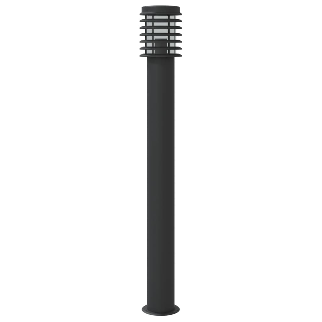 vidaXL Lampa ogrodowa na słupku, czarna, 110 cm, stal nierdzewna