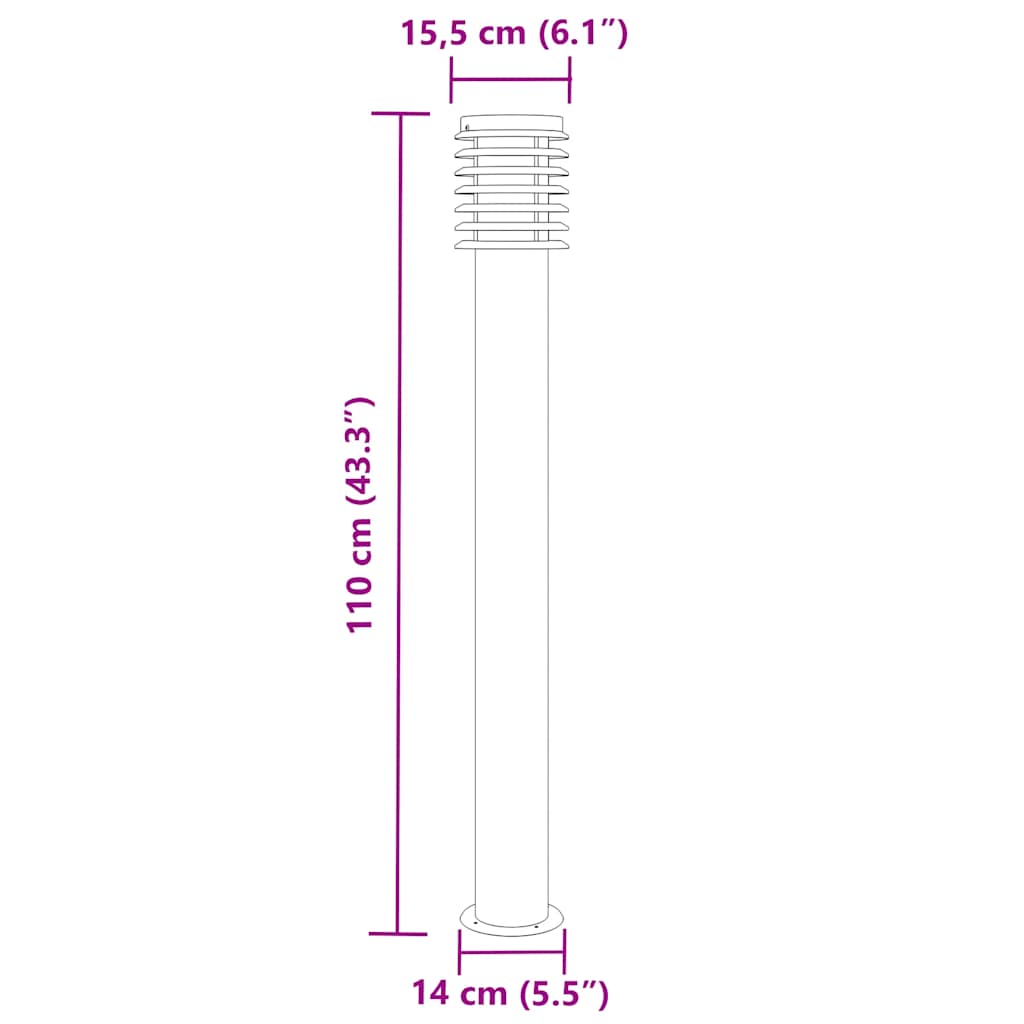 vidaXL Lampy ogrodowe na słupku, 3 szt., czarne, 110 cm, stal