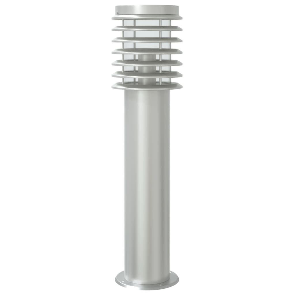 vidaXL Lampa ogrodowa na słupku, z czujnikiem, srebrna, 60 cm, stal