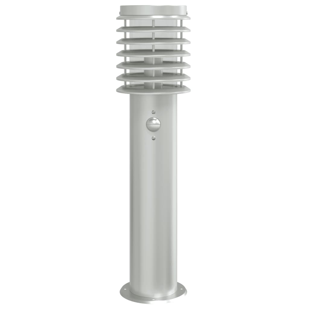 vidaXL Lampy ogrodowe na słupku, z czujnikiem, 3 szt., srebrne, 60 cm