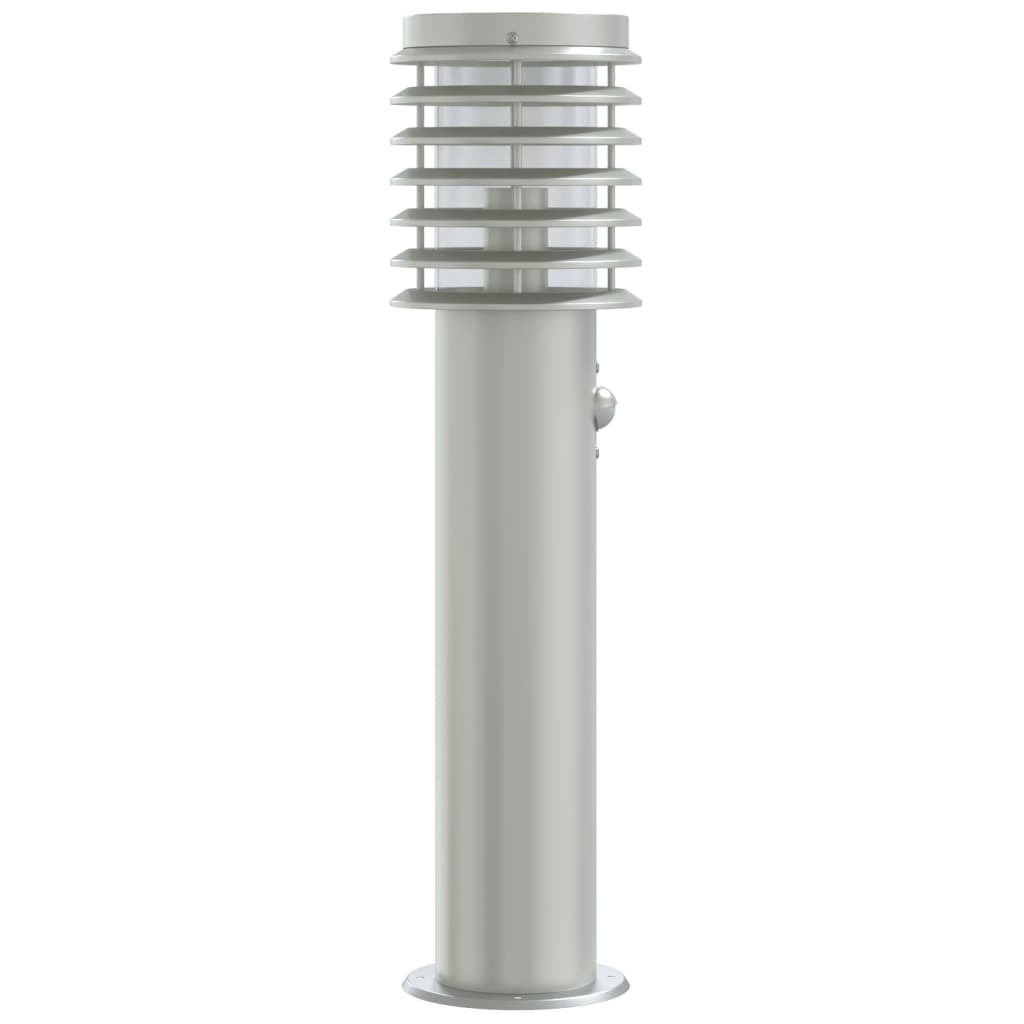 vidaXL Lampy ogrodowe na słupku, z czujnikiem, 3 szt., srebrne, 60 cm