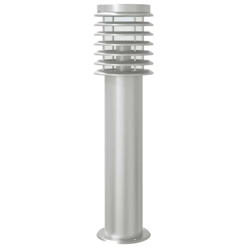 vidaXL Lampy ogrodowe na słupku, z czujnikiem, 3 szt., srebrne, 60 cm