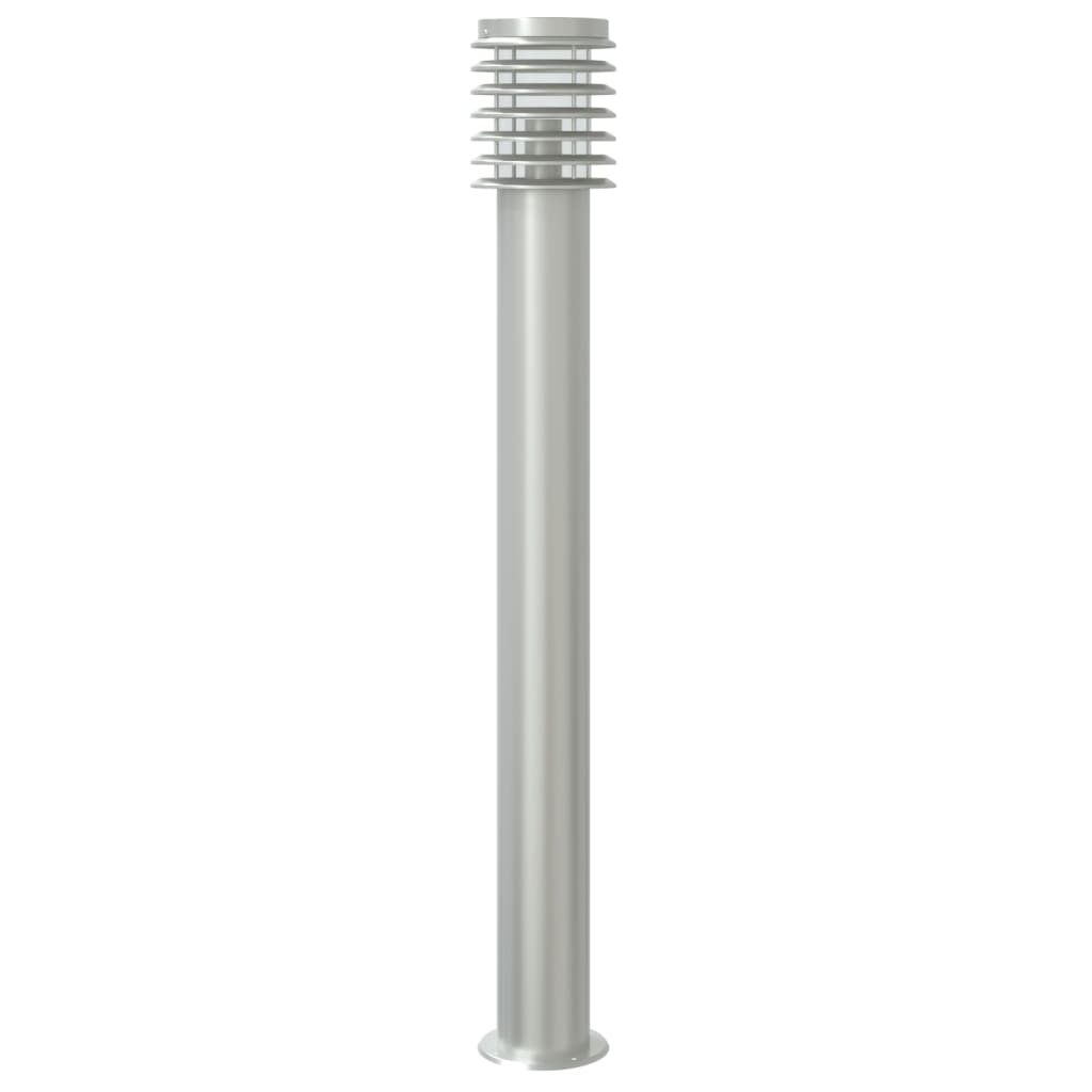 vidaXL Lampa ogrodowa na słupku, z czujnikiem, srebrna, 110 cm, stal
