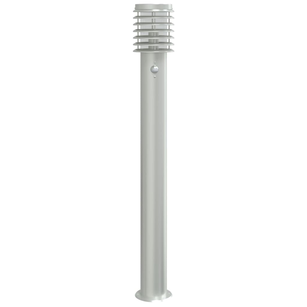 vidaXL Lampy ogrodowe na słupku, z czujnikiem, 3 szt., srebrne, 110 cm