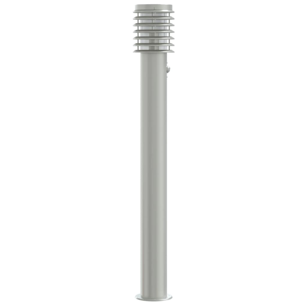 vidaXL Lampy ogrodowe na słupku, z czujnikiem, 3 szt., srebrne, 110 cm