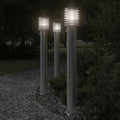 vidaXL Lampy ogrodowe na słupku, z czujnikiem, 3 szt., srebrne, 110 cm