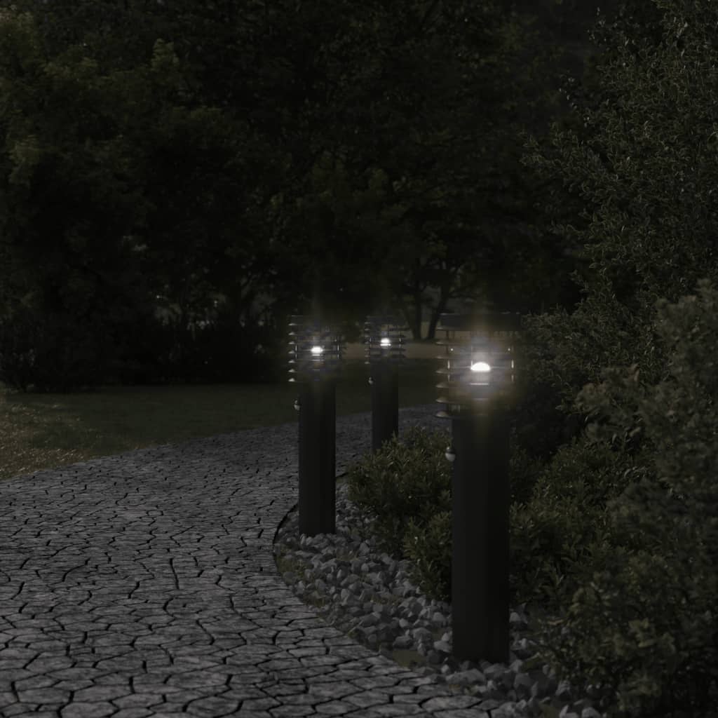 vidaXL Lampa ogrodowa na słupku, z czujnikiem, czarna, 60 cm, stal