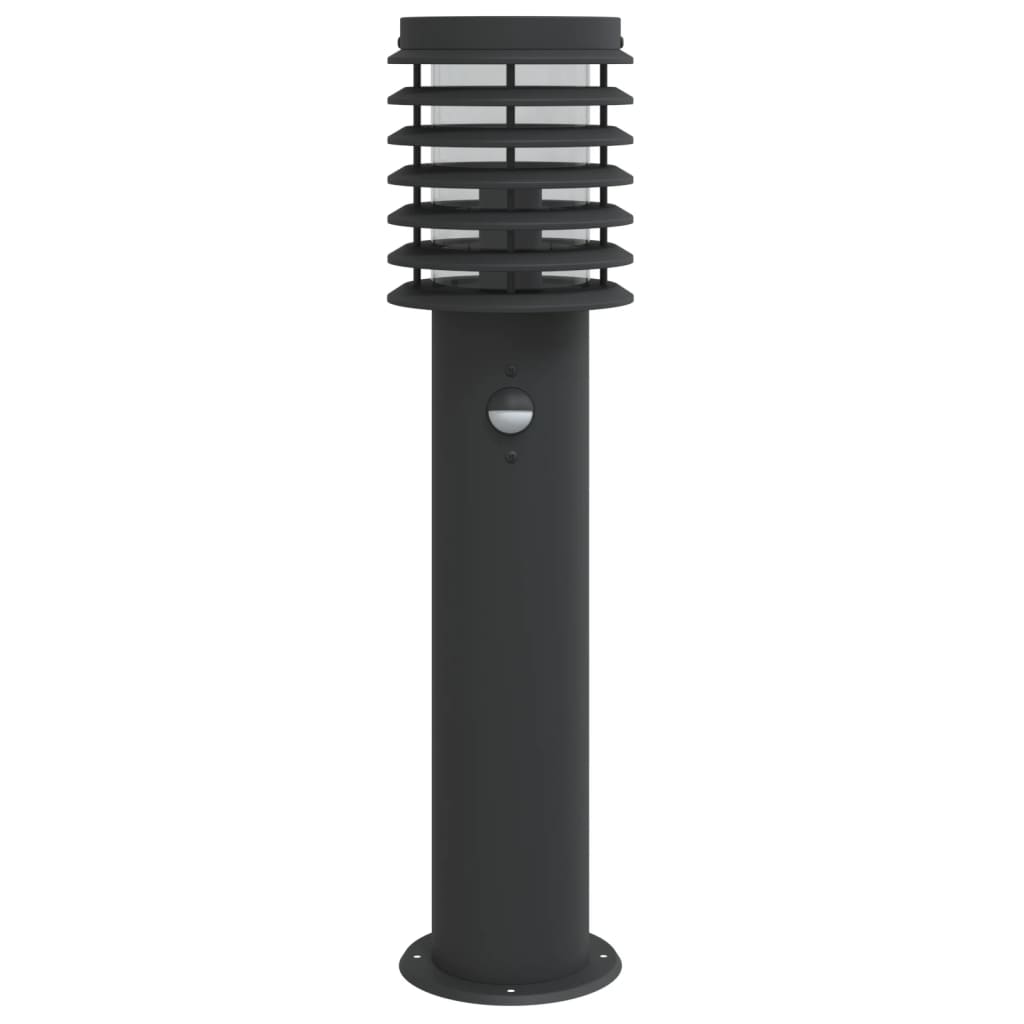 vidaXL Lampa ogrodowa na słupku, z czujnikiem, czarna, 60 cm, stal
