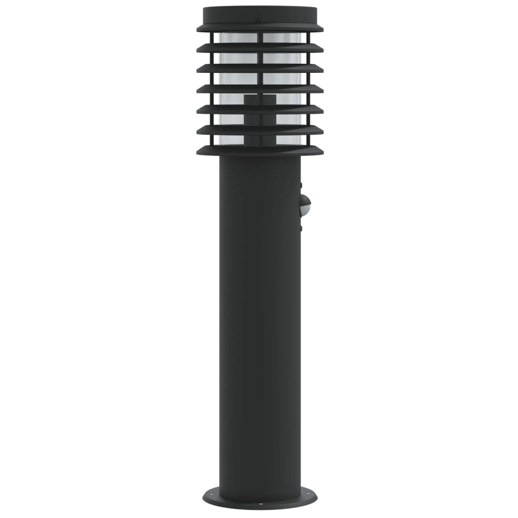 vidaXL Lampa ogrodowa na słupku, z czujnikiem, czarna, 60 cm, stal