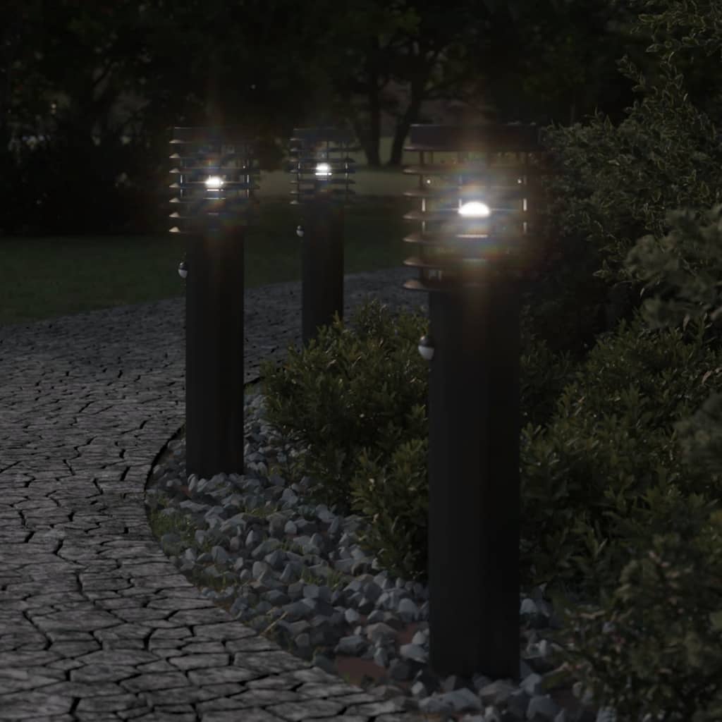 vidaXL Lampa ogrodowa na słupku, z czujnikiem, czarna, 60 cm, stal