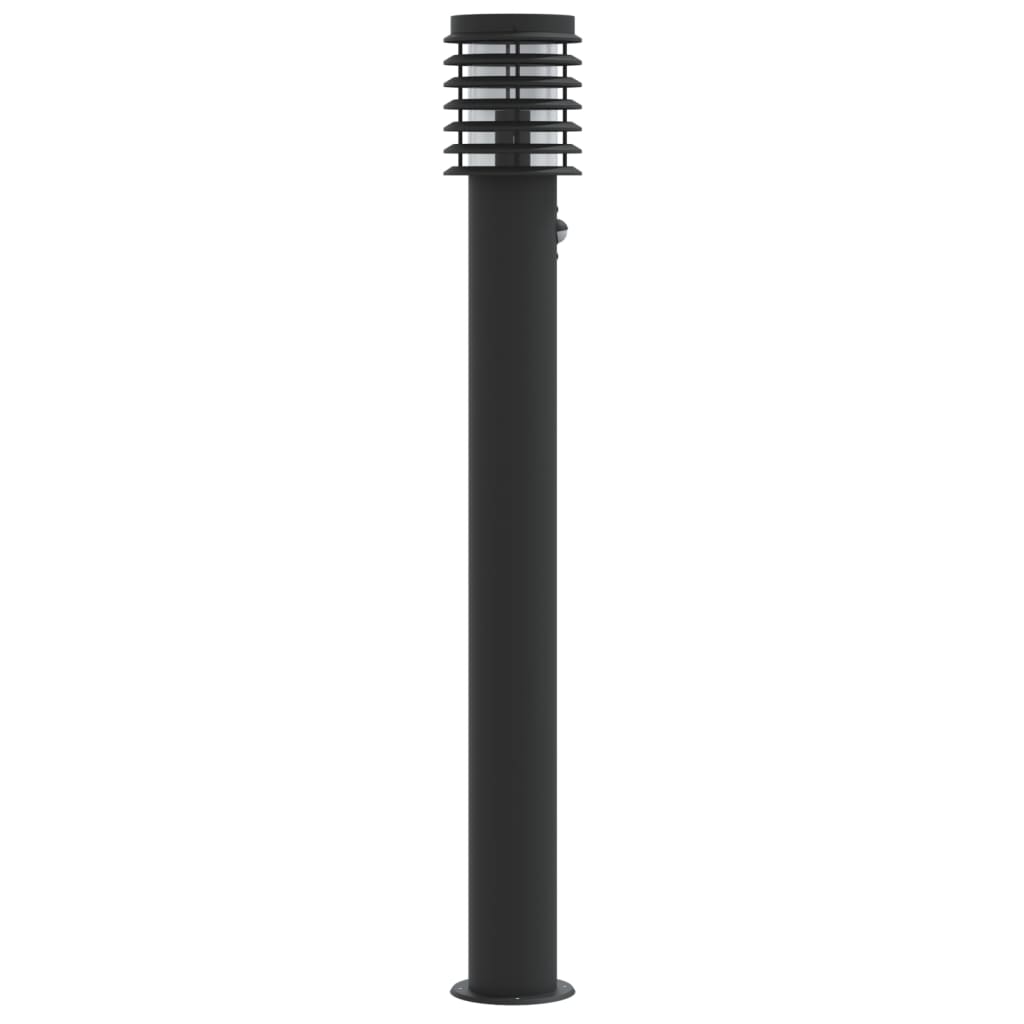 vidaXL Lampy ogrodowe na słupku, z czujnikiem, 3 szt., czarne, 110 cm