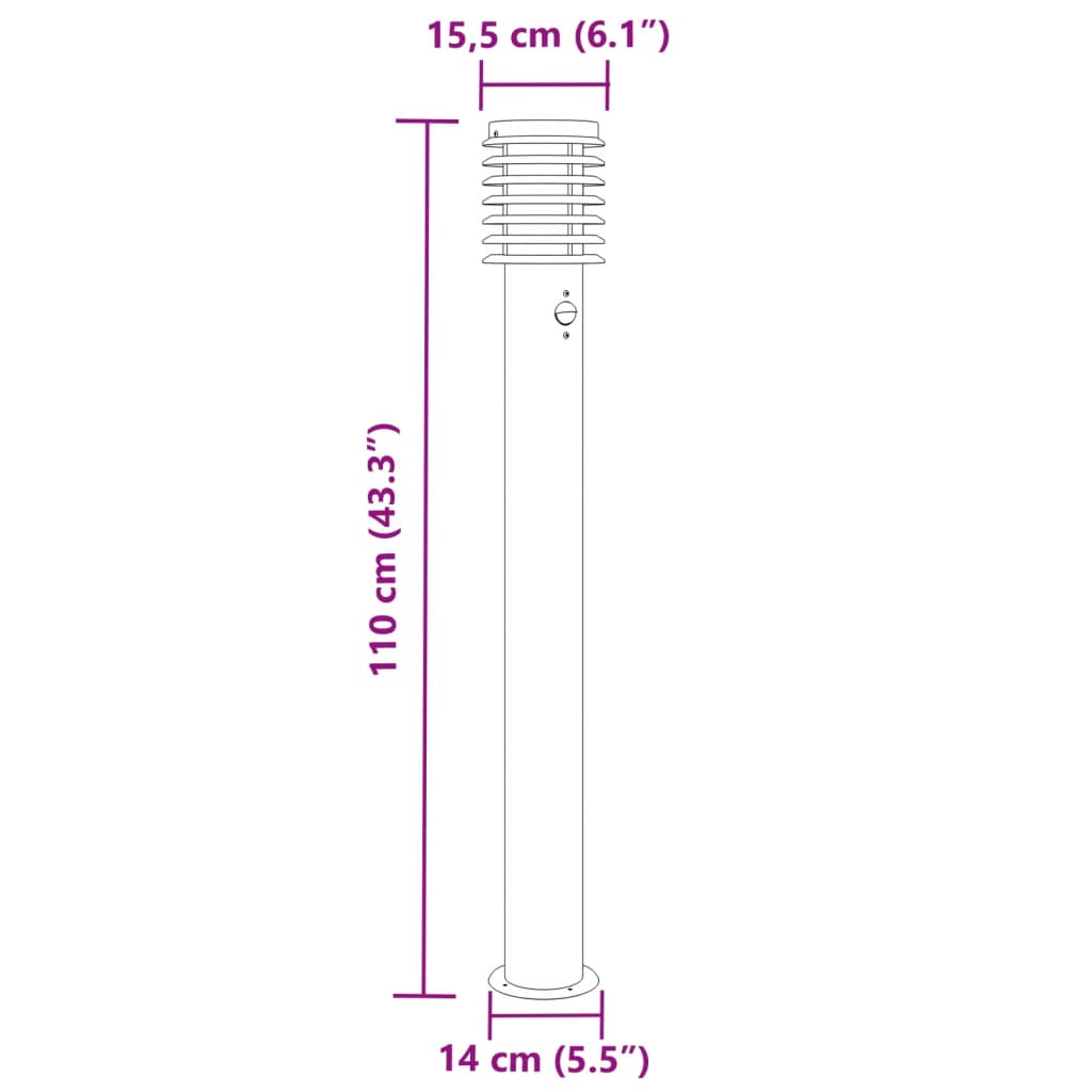 vidaXL Lampy ogrodowe na słupku, z czujnikiem, 3 szt., czarne, 110 cm