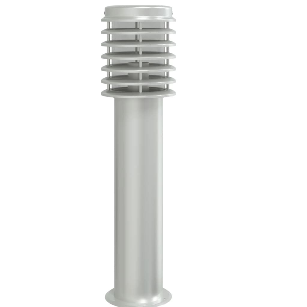 vidaXL Lampa ogrodowa na słupku, z gniazdkiem, srebrna, 60 cm, stal